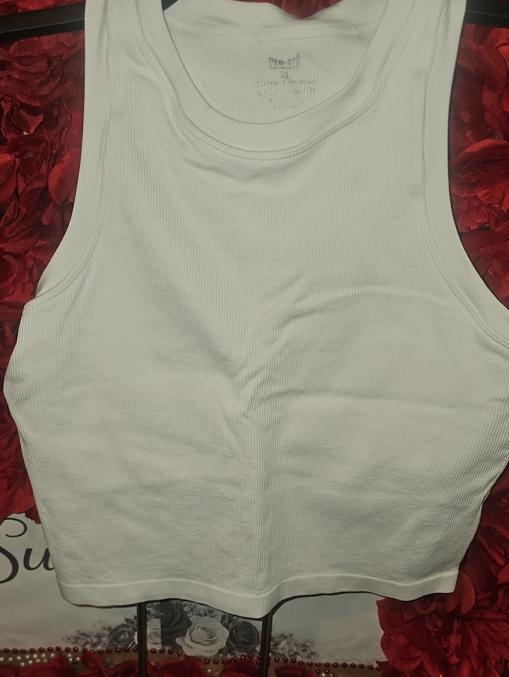 Pro Fit White Ribbed Tank Crop Top Size Xlarge